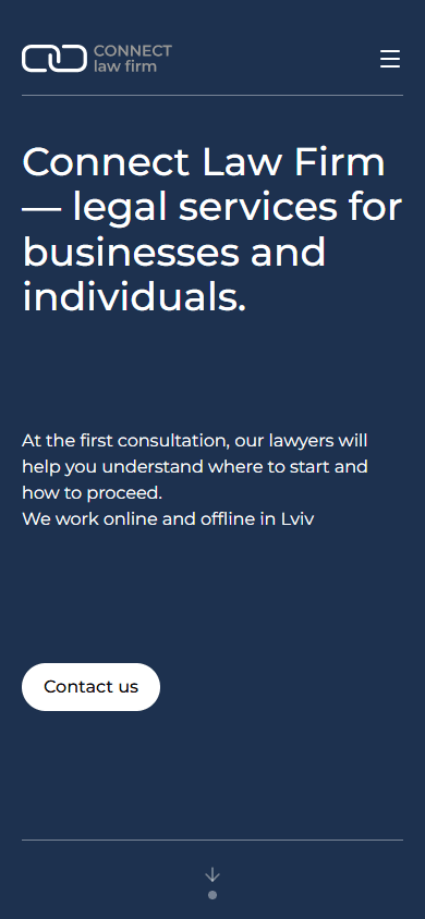 The Connect law firm home page on a phone